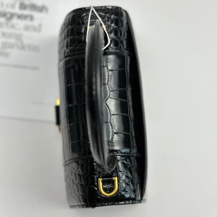 Balenciaga巴黎世家 xs黑金鳄鱼纹沙漏包 22年-2