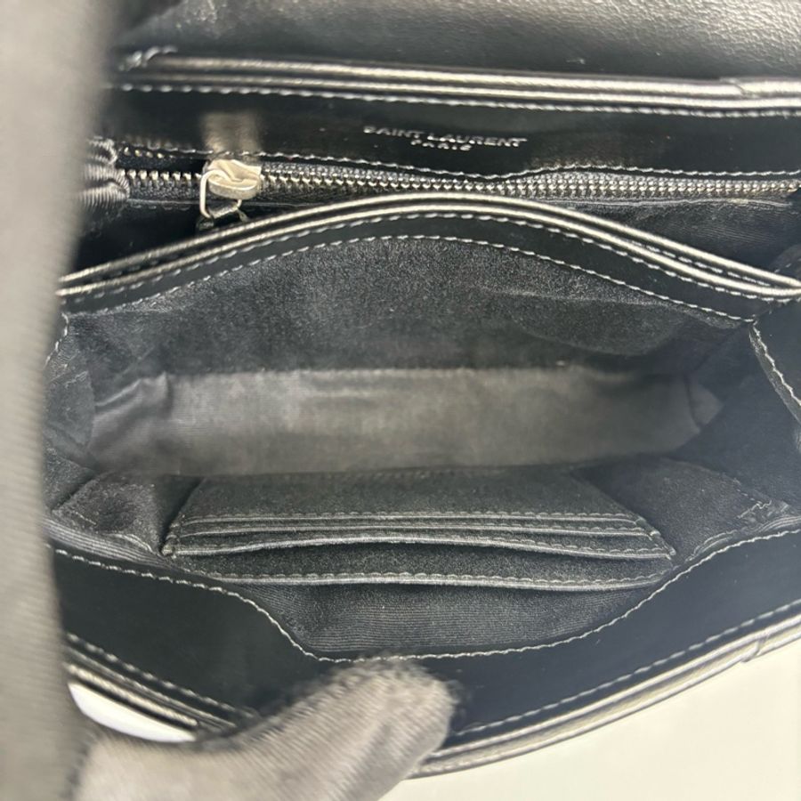 YSL 聖羅蘭 黑銀方胖子Loulou斜挎包 尺寸18*13-8