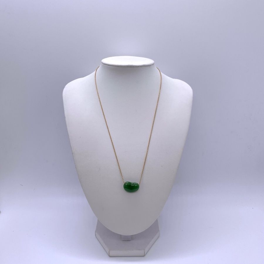 TIFFANY&CO 蒂芙尼 18k金 碧玉豆豆項鍊  豆豆碧玉顏色正，油潤細膩，鏈長約46cm左右-1