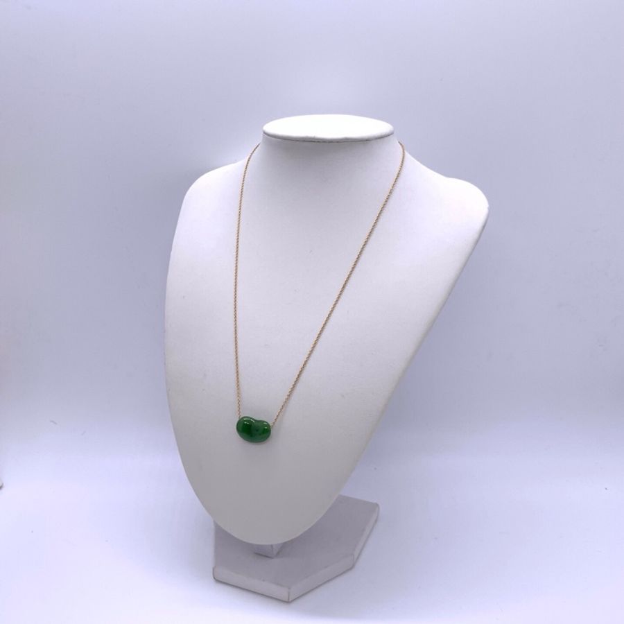 TIFFANY&CO 蒂芙尼 18k金 碧玉豆豆項鍊  豆豆碧玉顏色正，油潤細膩，鏈長約46cm左右-2