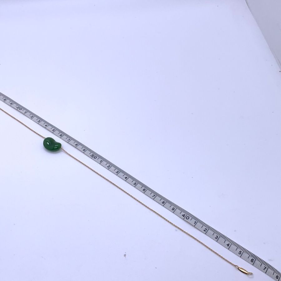 TIFFANY&CO 蒂芙尼 18k金 碧玉豆豆項鍊  豆豆碧玉顏色正，油潤細膩，鏈長約46cm左右-7