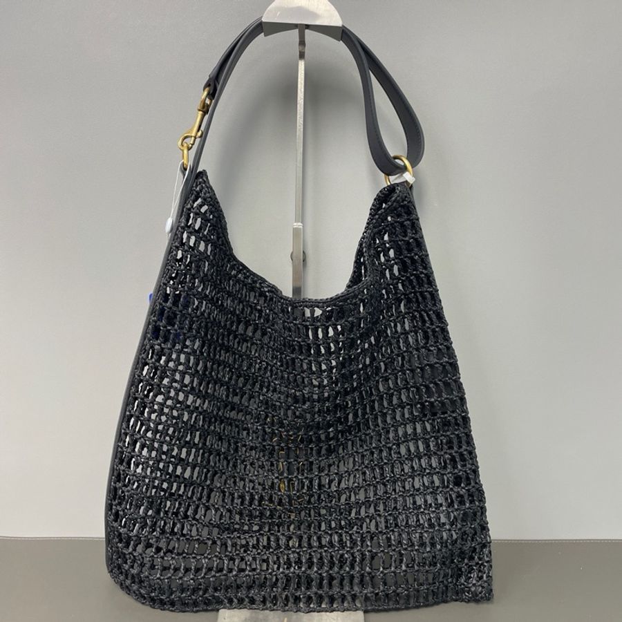 Ysl • 經典黑金拉菲草Hobo包-1