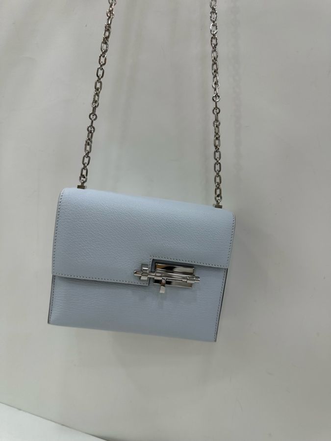 Hermes 愛馬仕 Verrou mini 銀扣山羊皮手槍鏈條斜挎包 U刻-6
