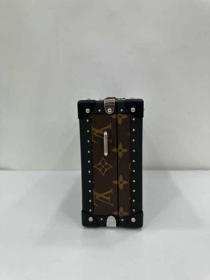 lv路易威登 clutch box棕色老花拼黑小硬箱/硬盒 晶片-4