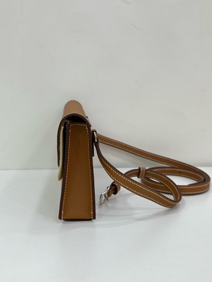Hermes 愛馬仕 snap wallet 金棕銀扣 K刻 26年copy購證-3