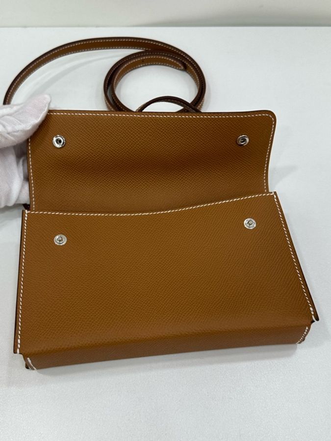Hermes 愛馬仕 snap wallet 金棕銀扣 K刻 26年copy購證-7