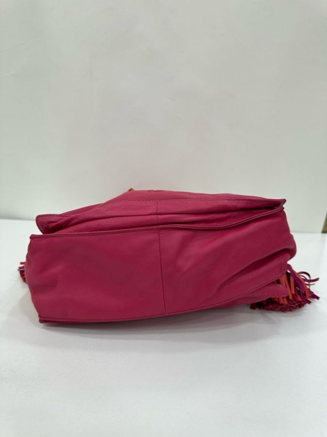 Loewe粉紅拼色老款福袋斜背包 內標2011年 尺寸：長28*寬10*高27cm-4