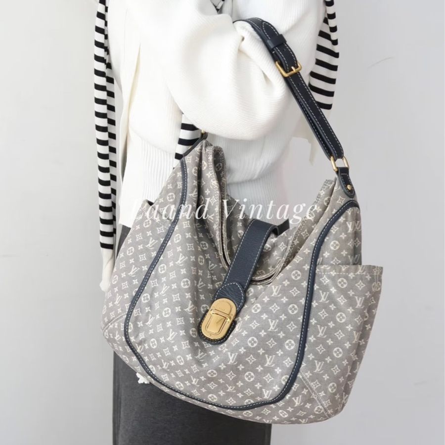 Louis Vuitton • 經典丹寧老花拼皮Hobo肩背包-2