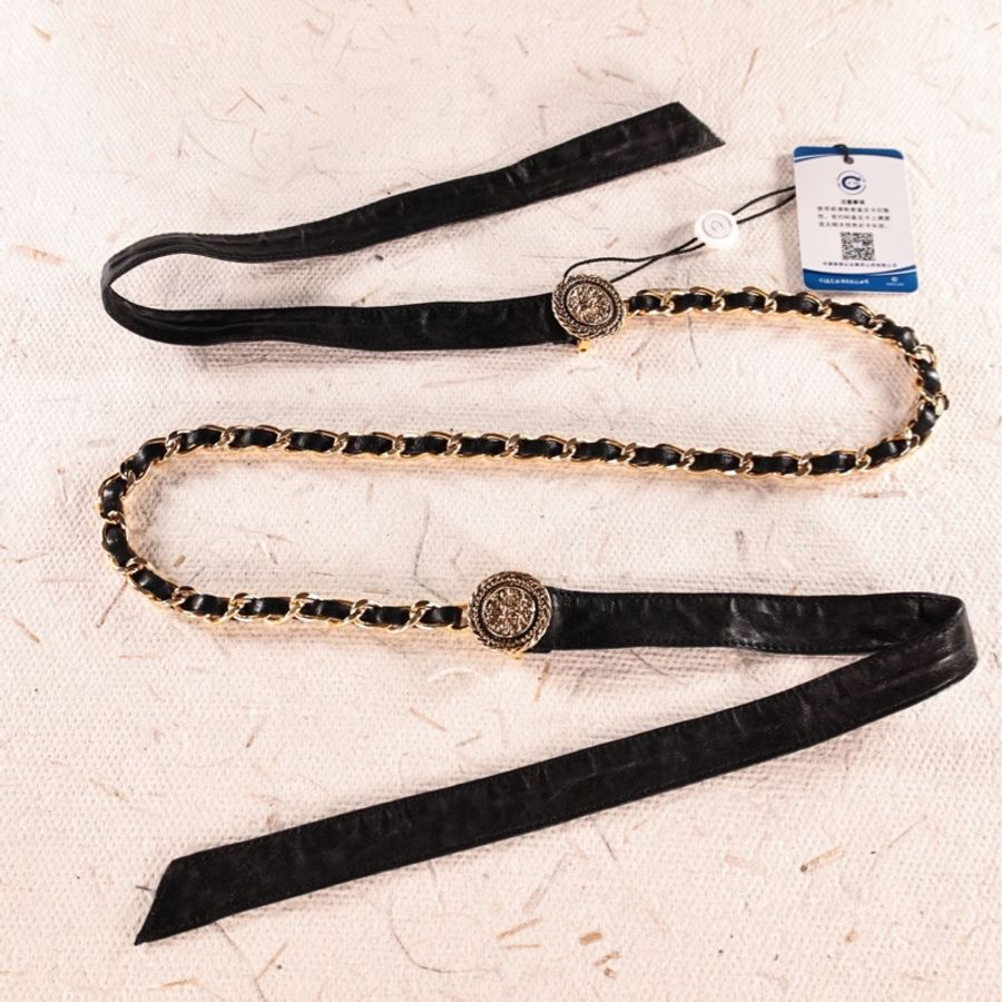 Chanel 王鸥同款黑金皮穿链腰链项链两用款腰链-32