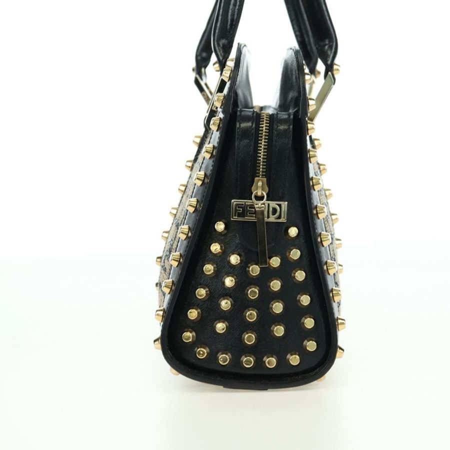 【日本直送】FENDI Zucca帆布手提包 黑色 金色 正品 179584V-2