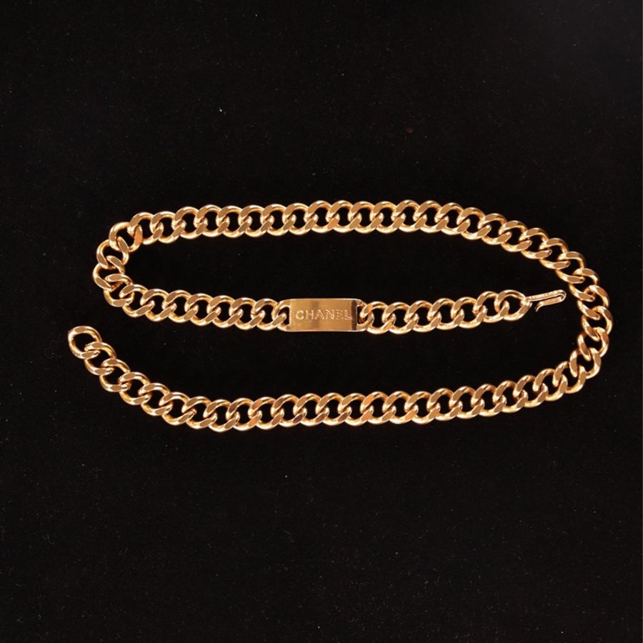 Chanel 素金单层腰链-13