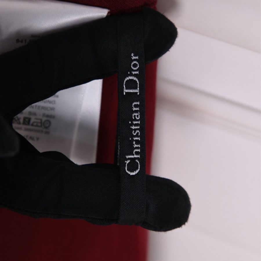 Dior红色羊毛桑蚕丝半臀裙半裙-19
