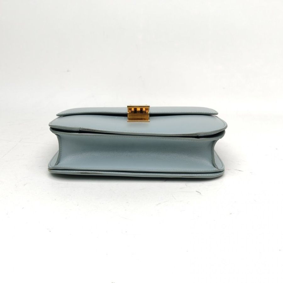 CELINE ClassicBox中號藍色牛皮金扣肩背包-4