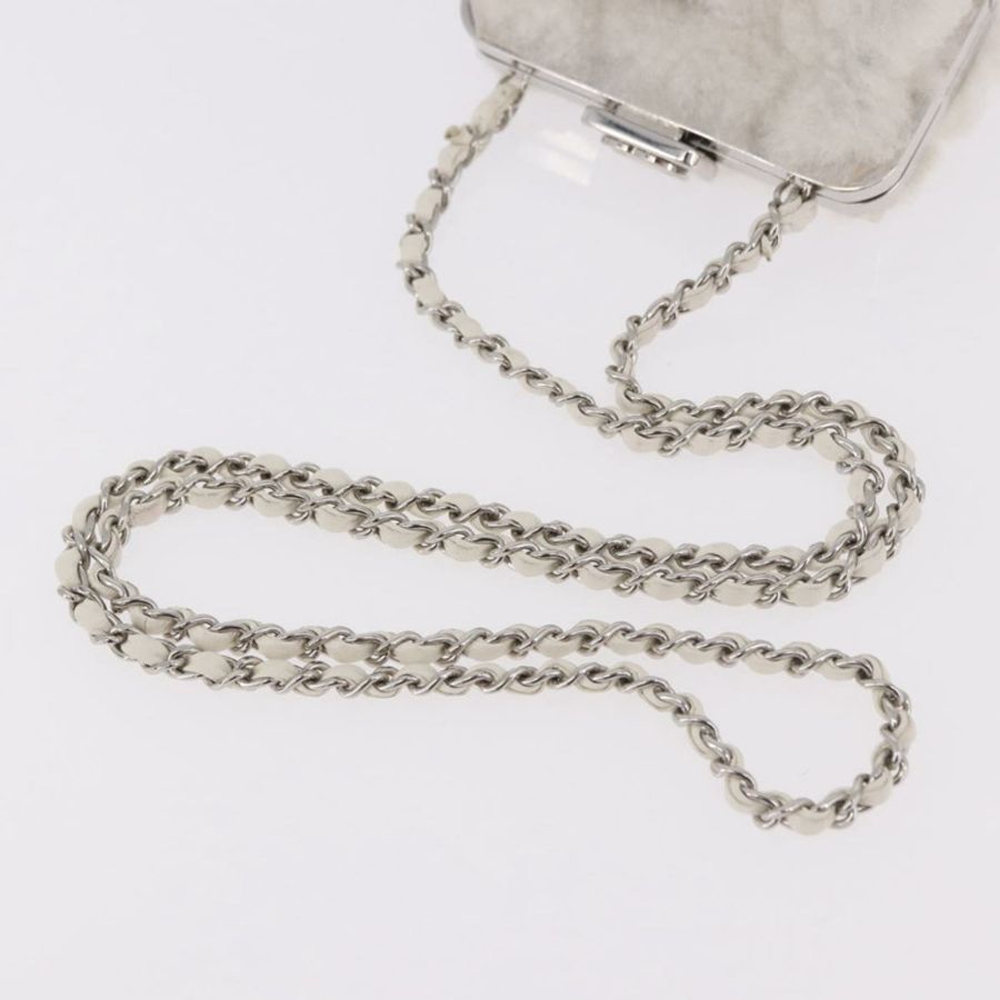 【日本直送】香奈兒 (CHANEL) 絎縫鏈條肩背包 白色 銀色 CC 標誌 Auth 187487SAM-6
