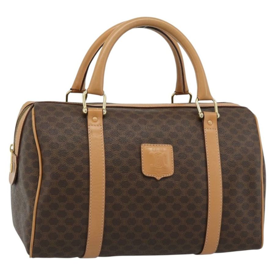 【日本直送】CELINE Macadam帆布波士頓包 PVC皮革 棕色 金色 正品 187697A-0