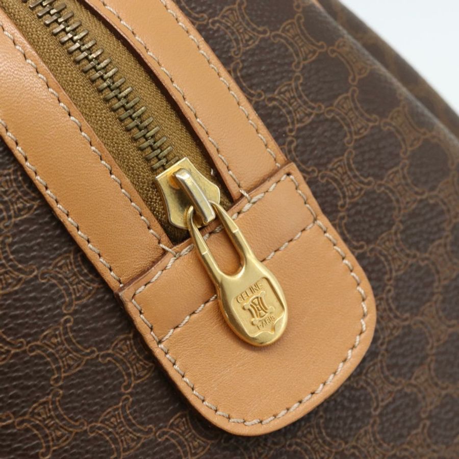 【日本直送】CELINE Macadam帆布波士頓包 PVC皮革 棕色 金色 正品 187697A-17