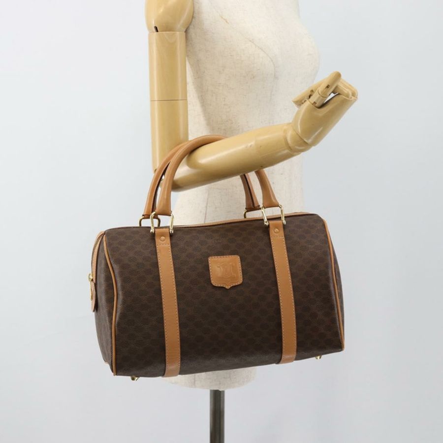 【日本直送】CELINE Macadam帆布波士頓包 PVC皮革 棕色 金色 正品 187697A-21