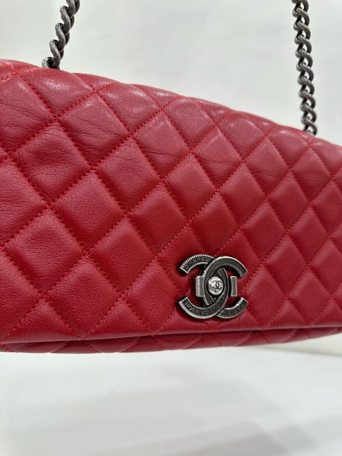 Chanel香奈兒CF復古銀扣 季節款紅色，主扣精緻好看，底長26cm 鐳射21開-5