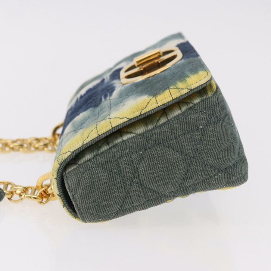 【日本直送】Christian Dior Cannage Miss Caro 鏈條包 帆布 海軍藍 金色 正品 188825SAM-3
