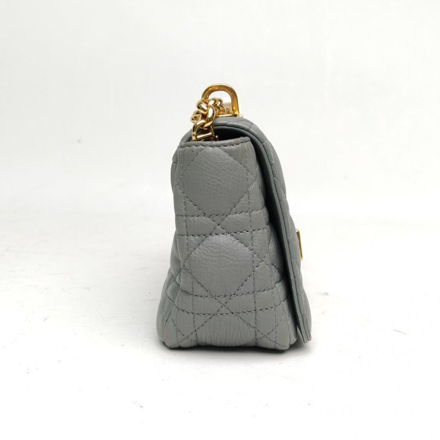 DIOR Caro小號20灰色牛皮金扣2022肩背包-3