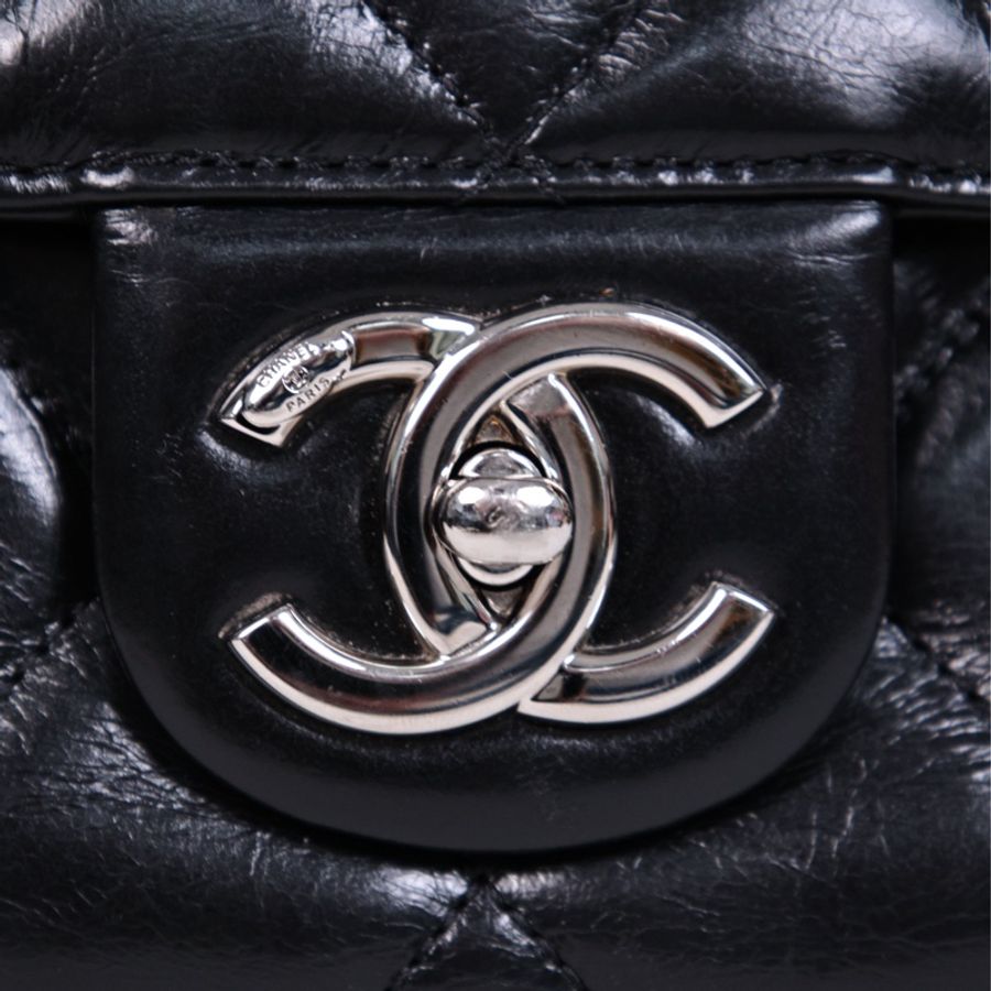 Chanel 20开黑银衣架手柄手提包单肩包-11