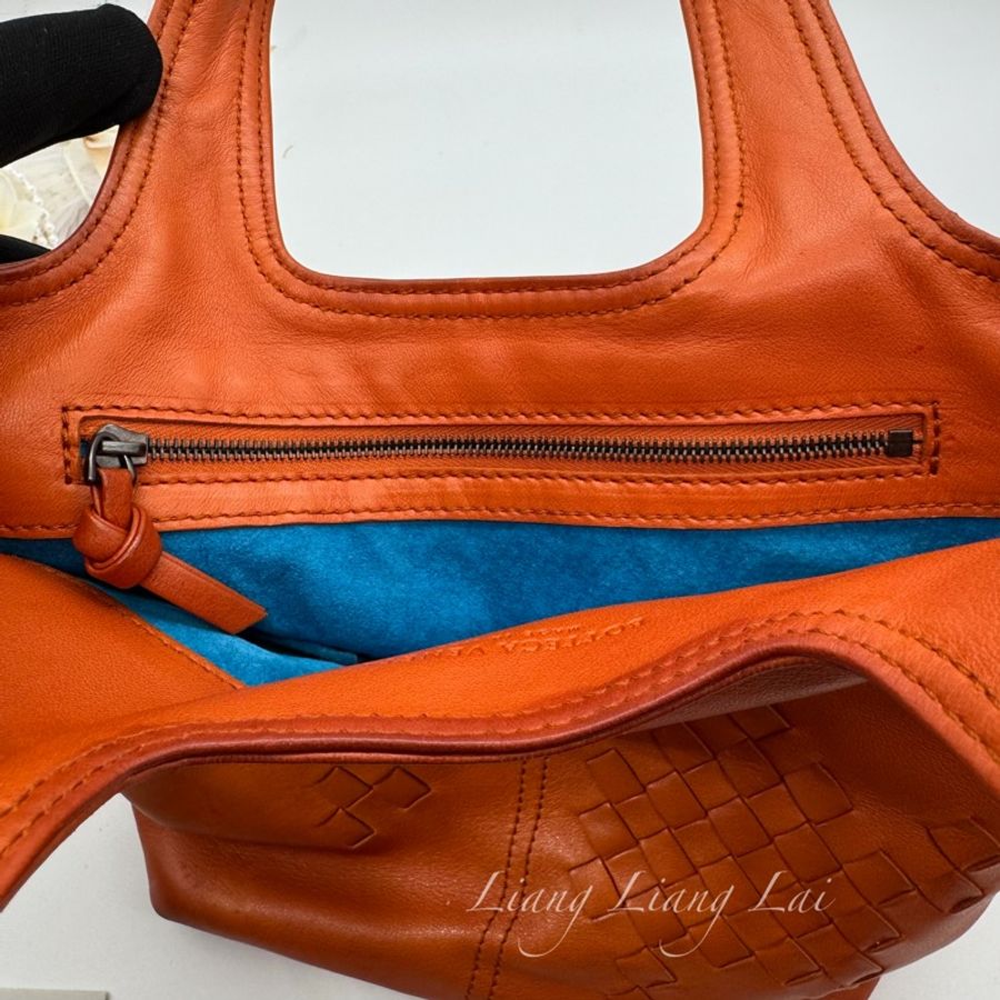 BOTTEGA VENETA BV蜜柑橘色小羊皮編織小托特包 |手拿包-12