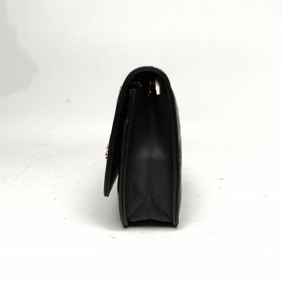 CHANEL 2.55WOC黑色牛皮24開金扣5號徽章菱格紋肩背包-1
