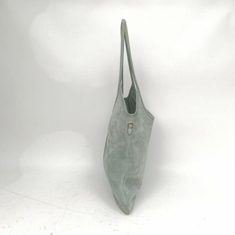 MIU MIU IVYTote托特包霧霾藍麂皮金扣藍色肩背包-1