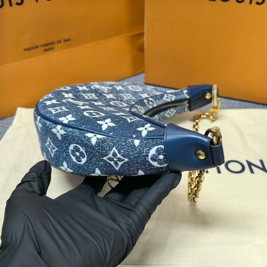 💙 LV 路易威登 丹寧牛仔豌豆 漸變藍 單肩包斜挎包手提包腋下包 芯片款-4