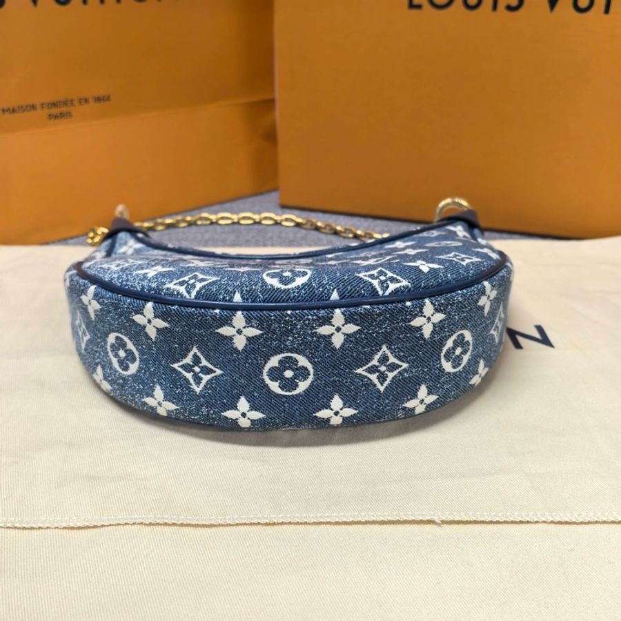 💙 LV 路易威登 丹寧牛仔豌豆 漸變藍 單肩包斜挎包手提包腋下包 芯片款-5