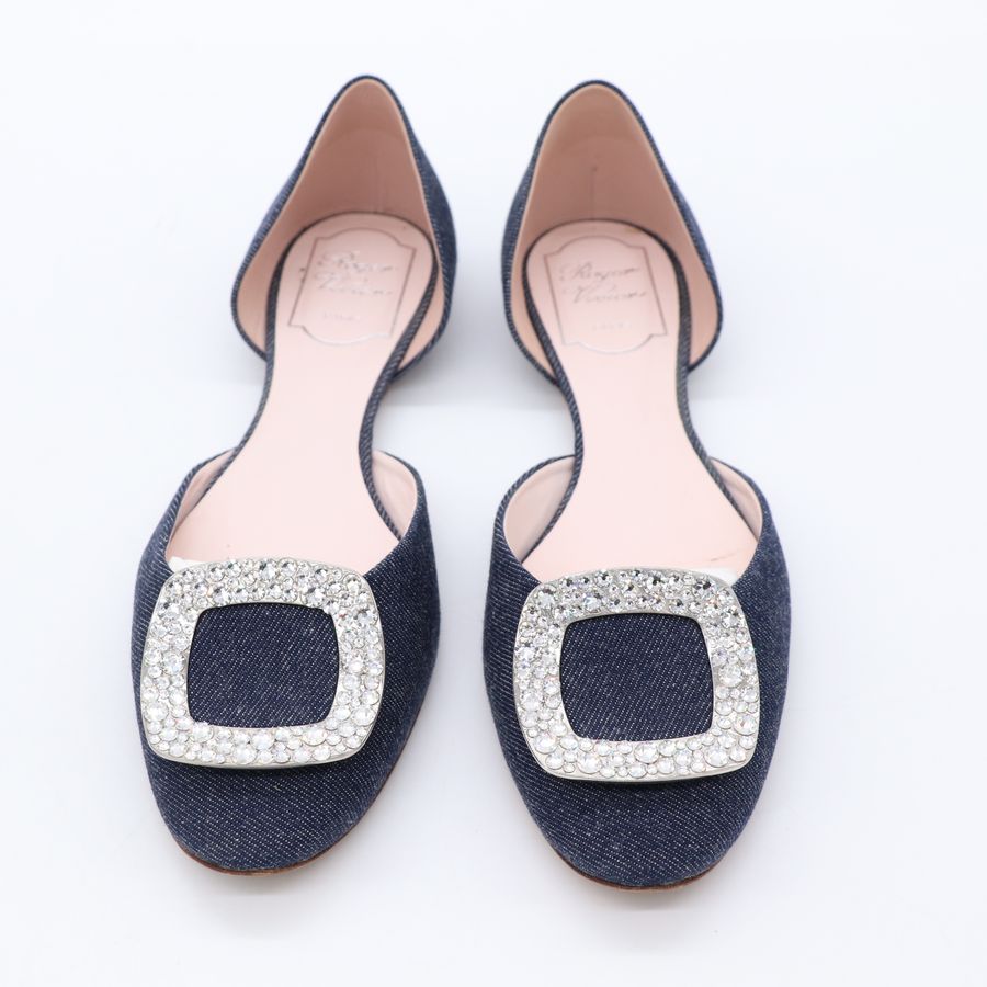 Roger Vivier 單寧面料 鑽扣 平底鞋 EU39-1