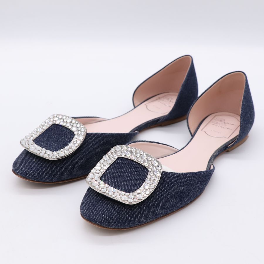 Roger Vivier 單寧面料 鑽扣 平底鞋 EU39-3