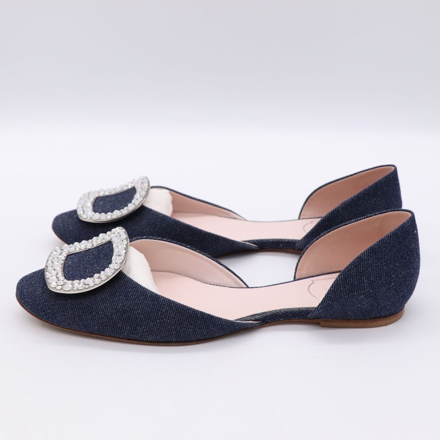 Roger Vivier 單寧面料 鑽扣 平底鞋 EU39-4