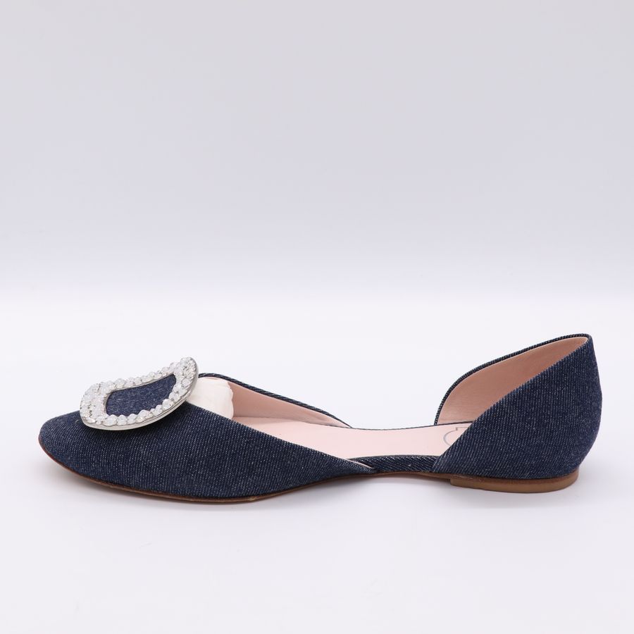 Roger Vivier 單寧面料 鑽扣 平底鞋 EU39-5