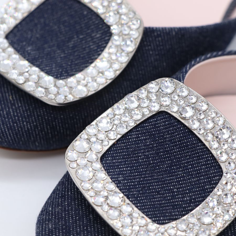 Roger Vivier 單寧面料 鑽扣 平底鞋 EU39-12