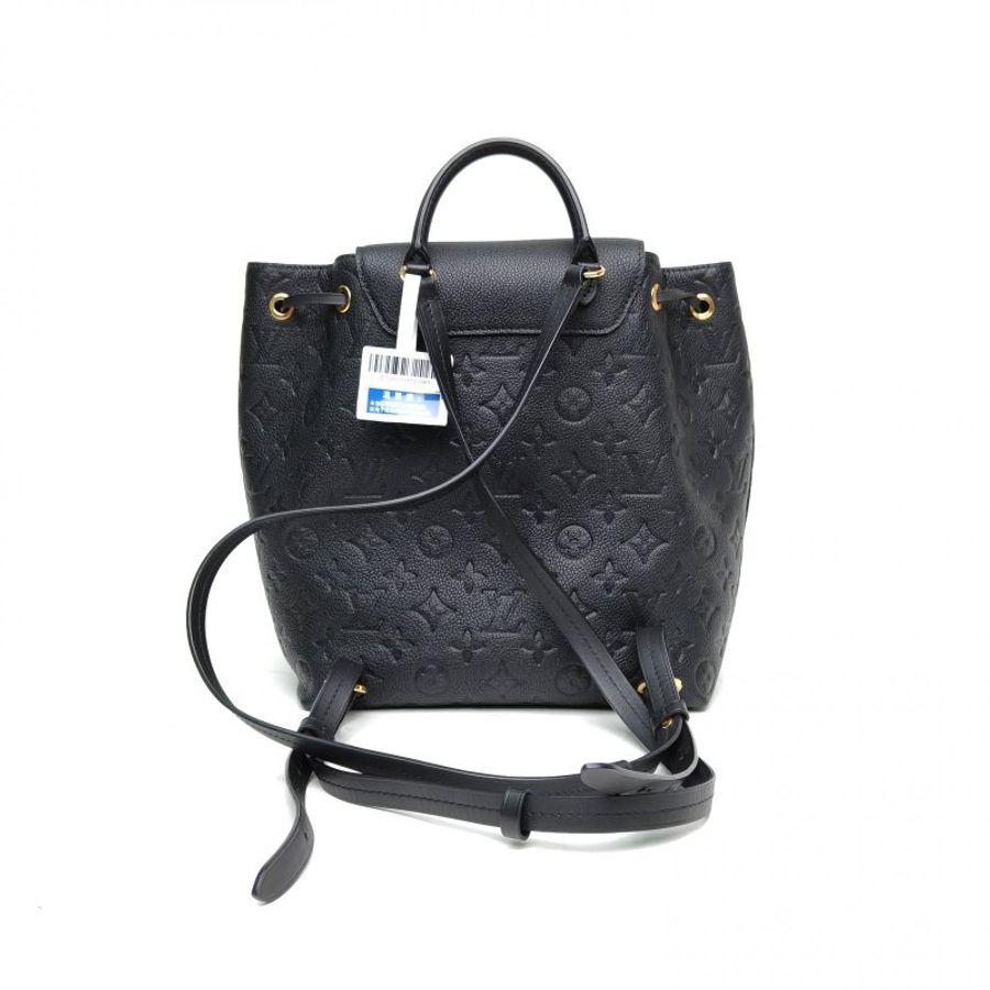 LOUIS VUITTON Montsouris字母掛飾雙肩包小號黑色牛皮晶片肩背包-2