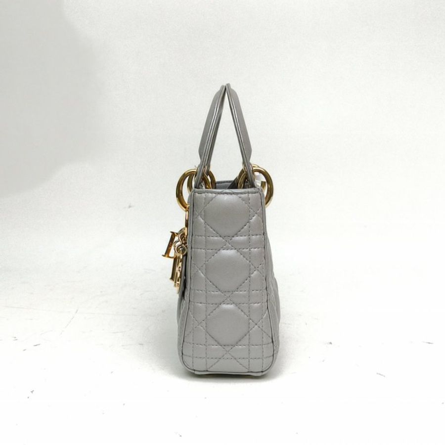 DIOR Lady戴妃包三格灰色羊皮金扣2017肩背包-1