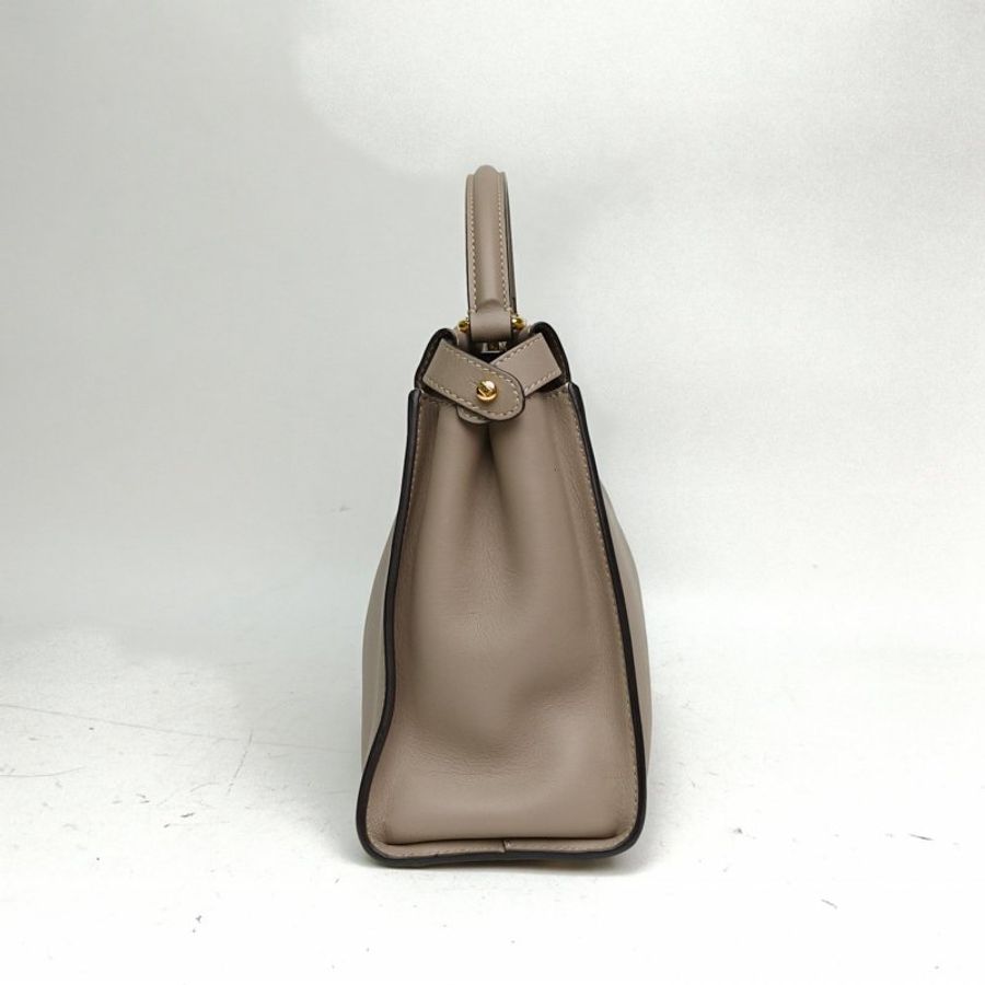 FENDI PEEKABOOREGULAR中號灰色牛皮金扣肩背包-1