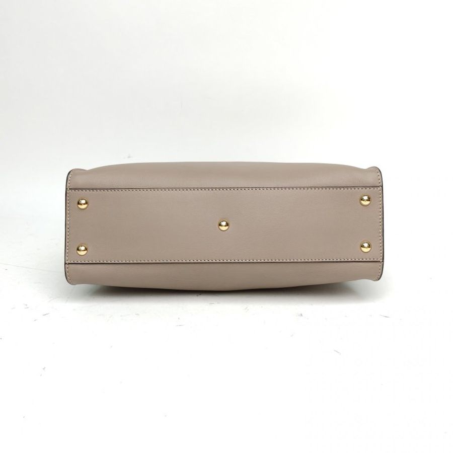 FENDI PEEKABOOREGULAR中號灰色牛皮金扣肩背包-4