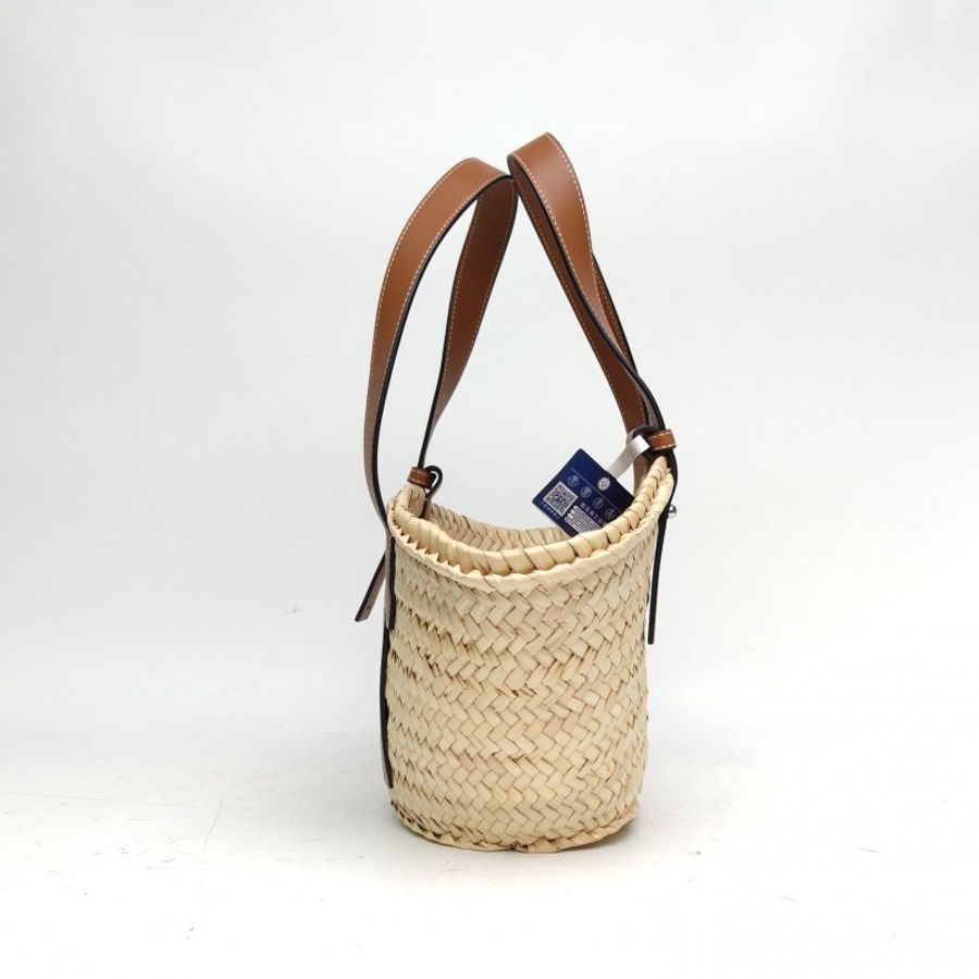 LOEWE Basket棕櫚葉草編籃子手袋焦糖色草編肩背包-1