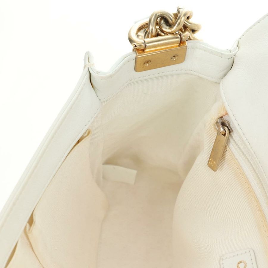 【日本直送】香奈兒 (CHANEL) 鏈條 Boy Chanel 單肩包 白色 金色 CC 標誌 正品 ka4428V-22