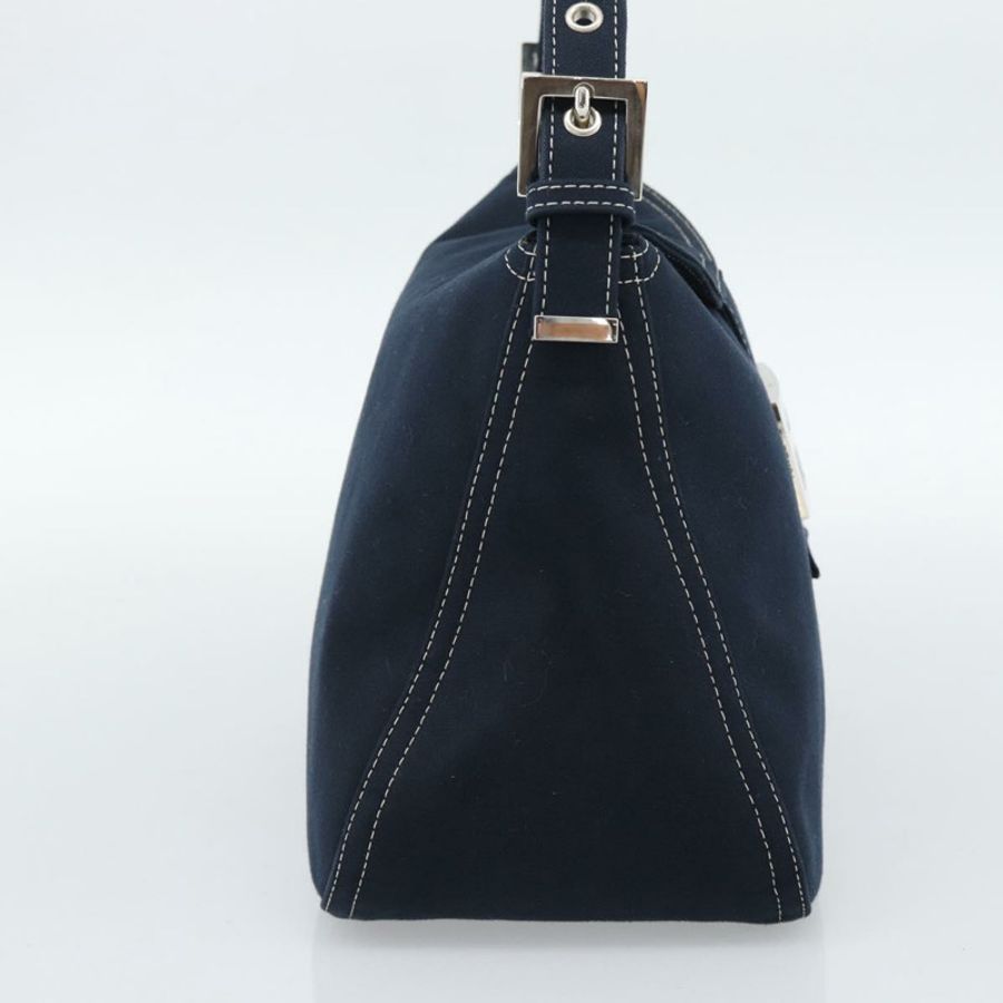 【日本直送】FENDI Mamma Baguette 肩背包 帆布 海軍藍 銀色 正品 187955V-2