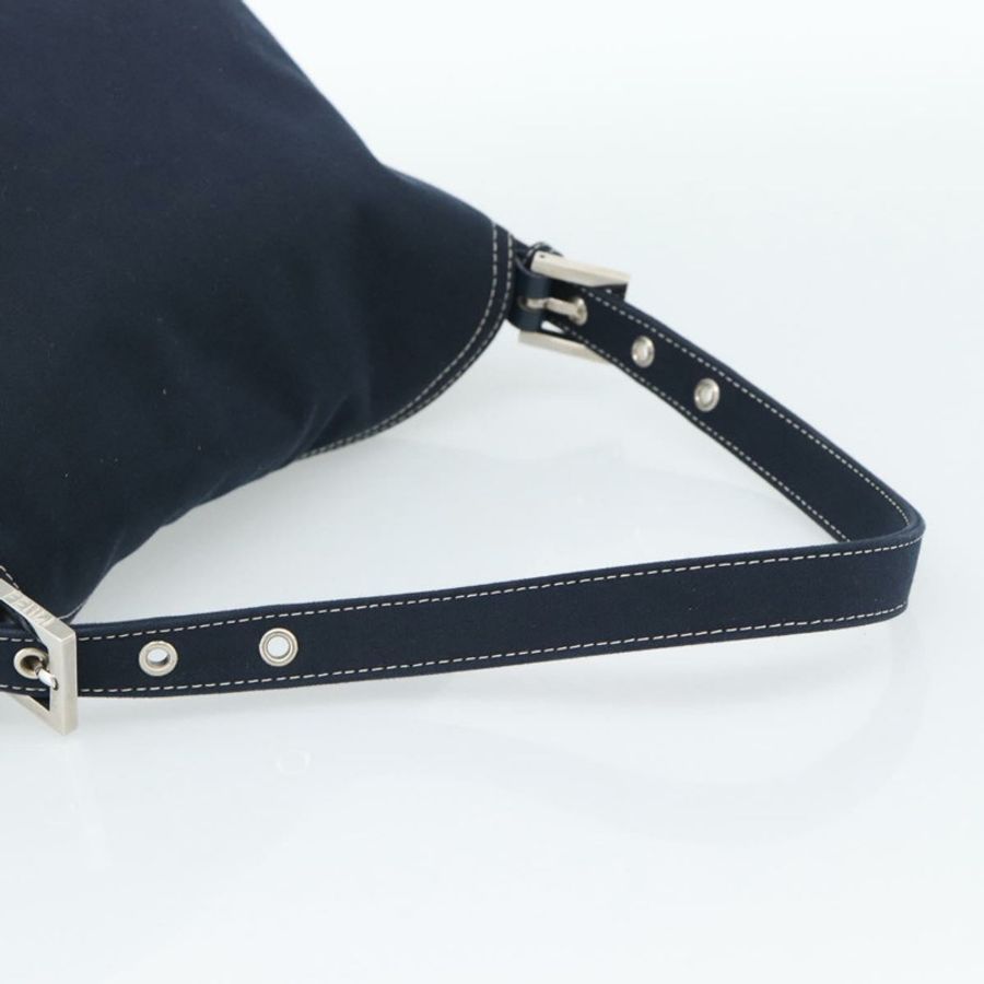 【日本直送】FENDI Mamma Baguette 肩背包 帆布 海軍藍 銀色 正品 187955V-6