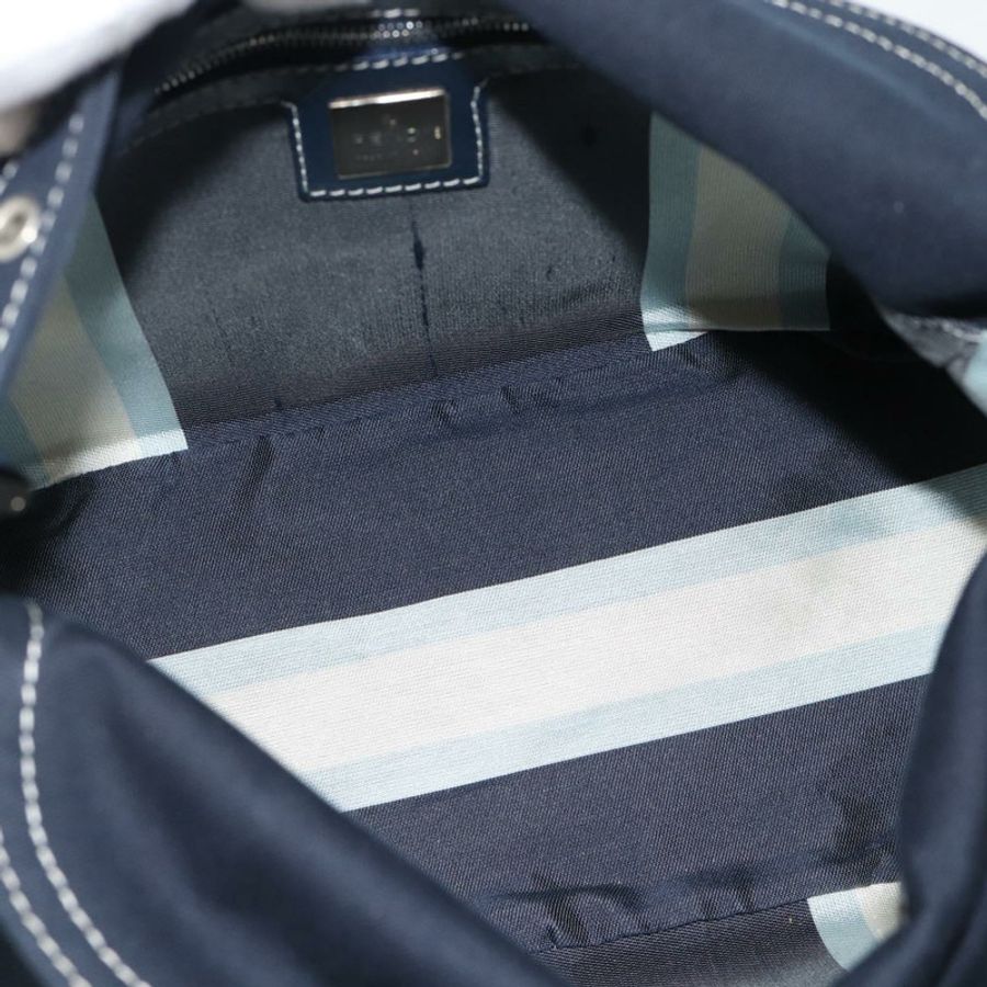 【日本直送】FENDI Mamma Baguette 肩背包 帆布 海軍藍 銀色 正品 187955V-10