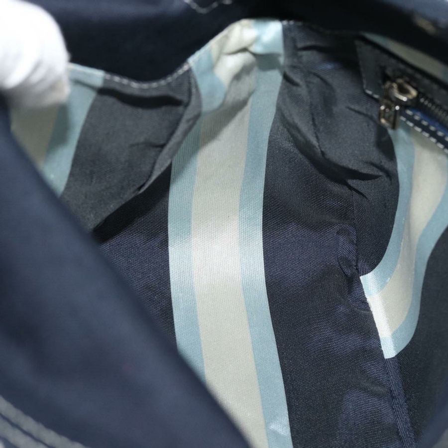 【日本直送】FENDI Mamma Baguette 肩背包 帆布 海軍藍 銀色 正品 187955V-18