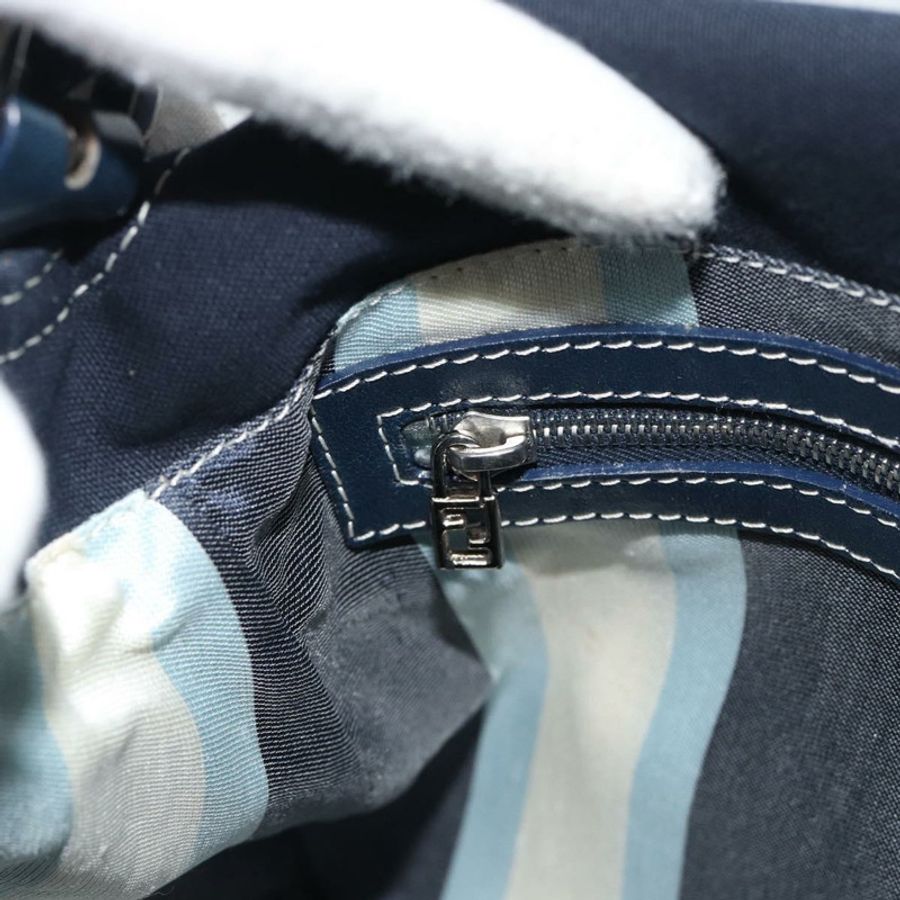 【日本直送】FENDI Mamma Baguette 肩背包 帆布 海軍藍 銀色 正品 187955V-19