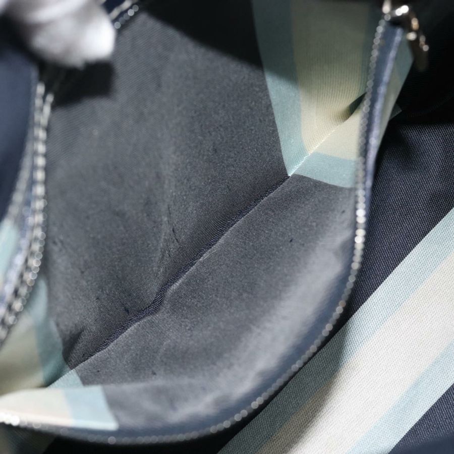 【日本直送】FENDI Mamma Baguette 肩背包 帆布 海軍藍 銀色 正品 187955V-20
