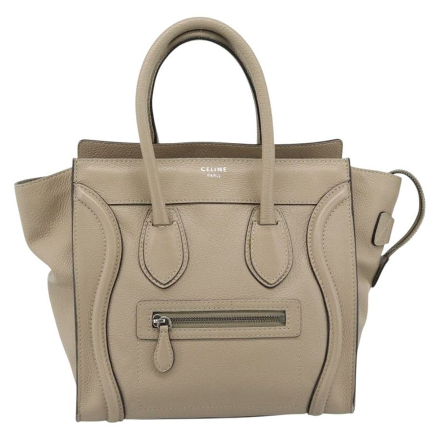 【日本直送】CELINE Luggage Micro Shopper 手提包，米色皮革，正品，貨號 187981V-12