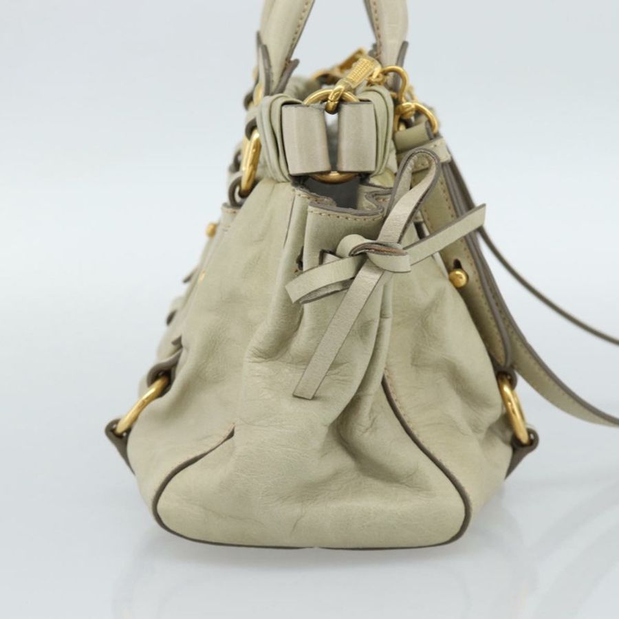 【日本直送】Miu Miu 皮革手提包 2way 米色金色 正品 187984V-2