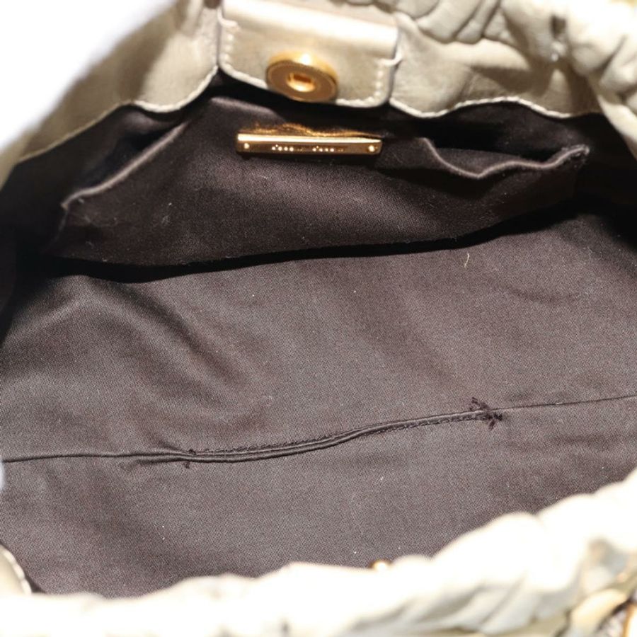 【日本直送】Miu Miu 皮革手提包 2way 米色金色 正品 187984V-10